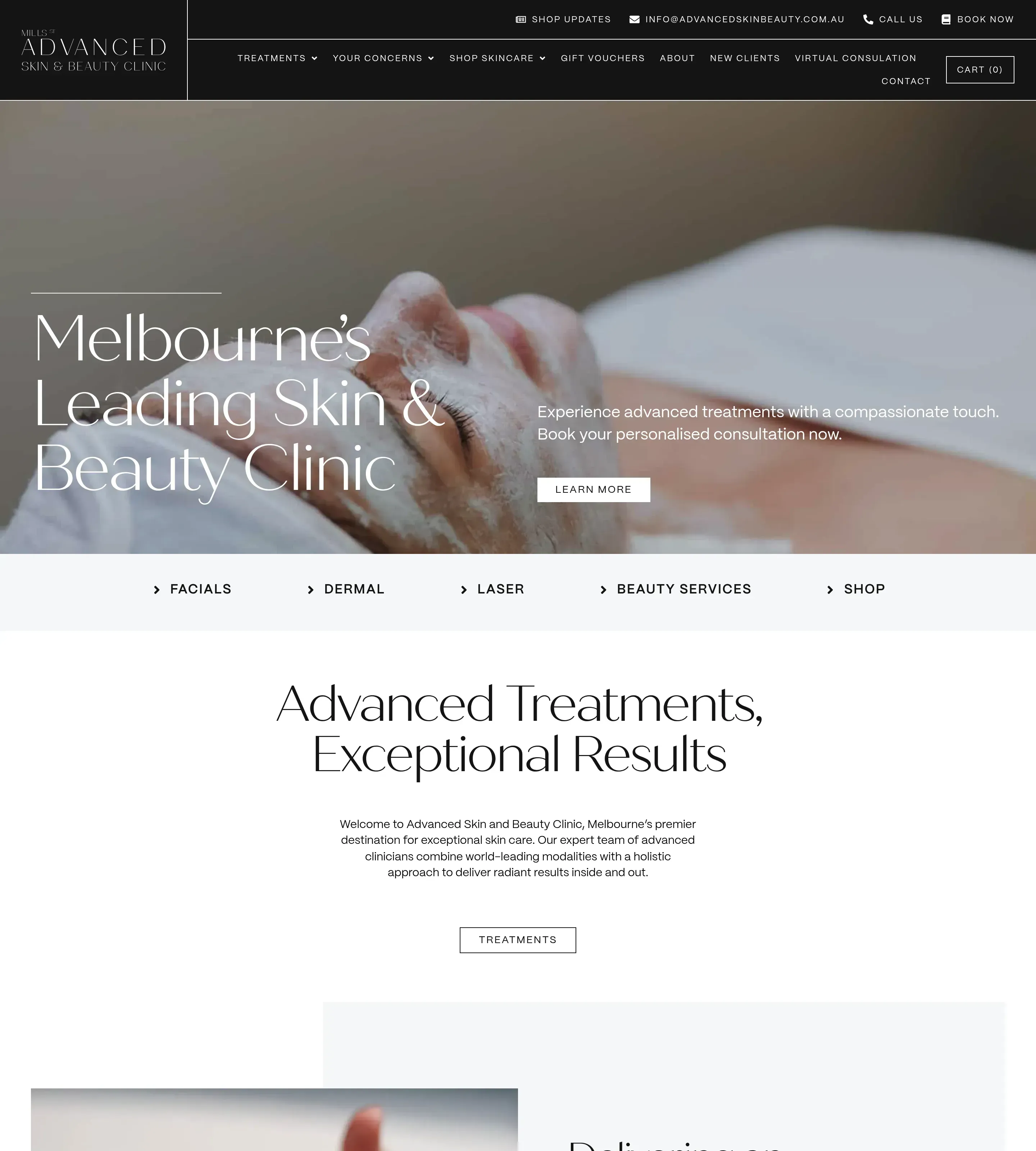 Homepage of Advanced Skin Beauty