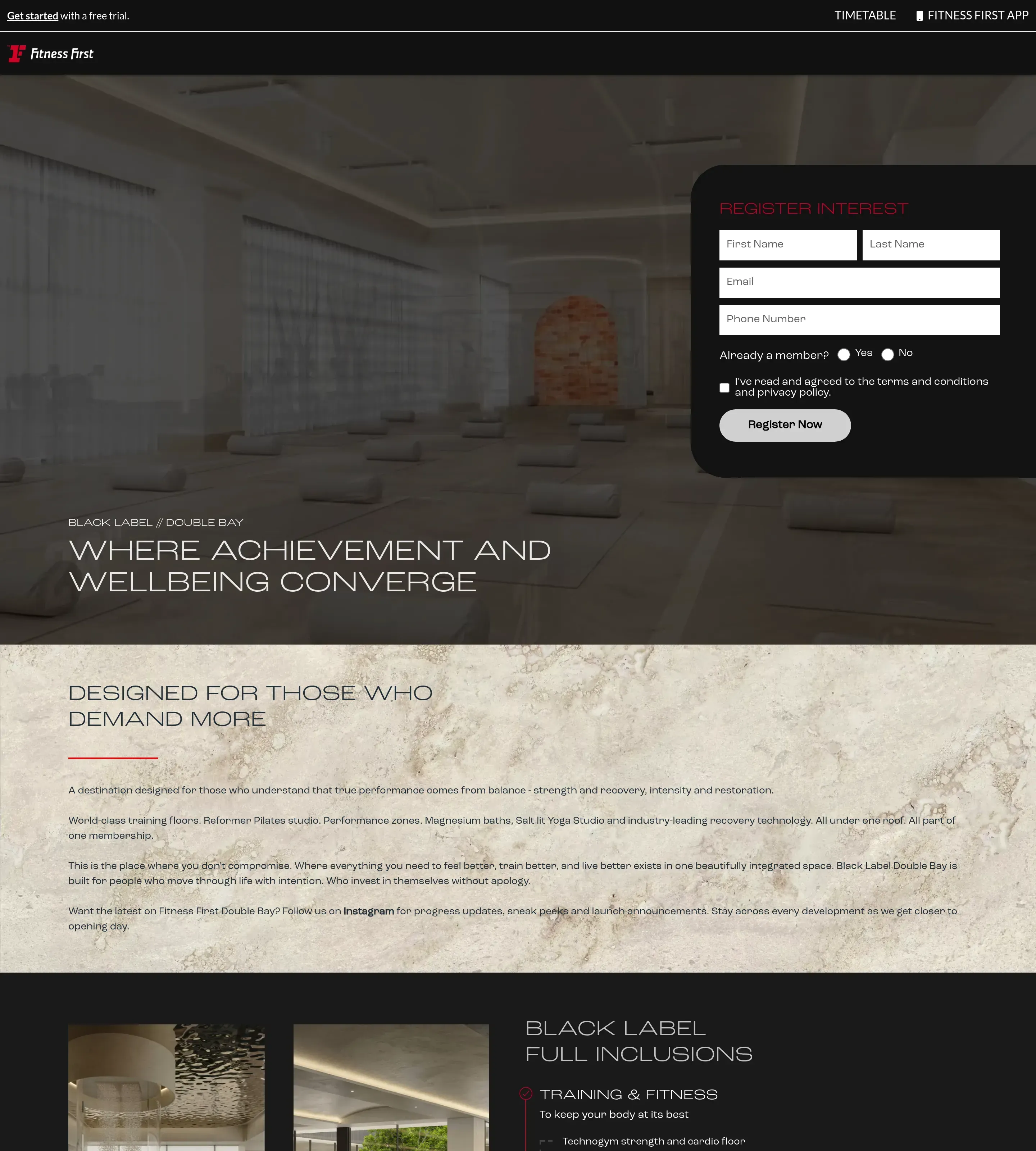Homepage of Fitness First