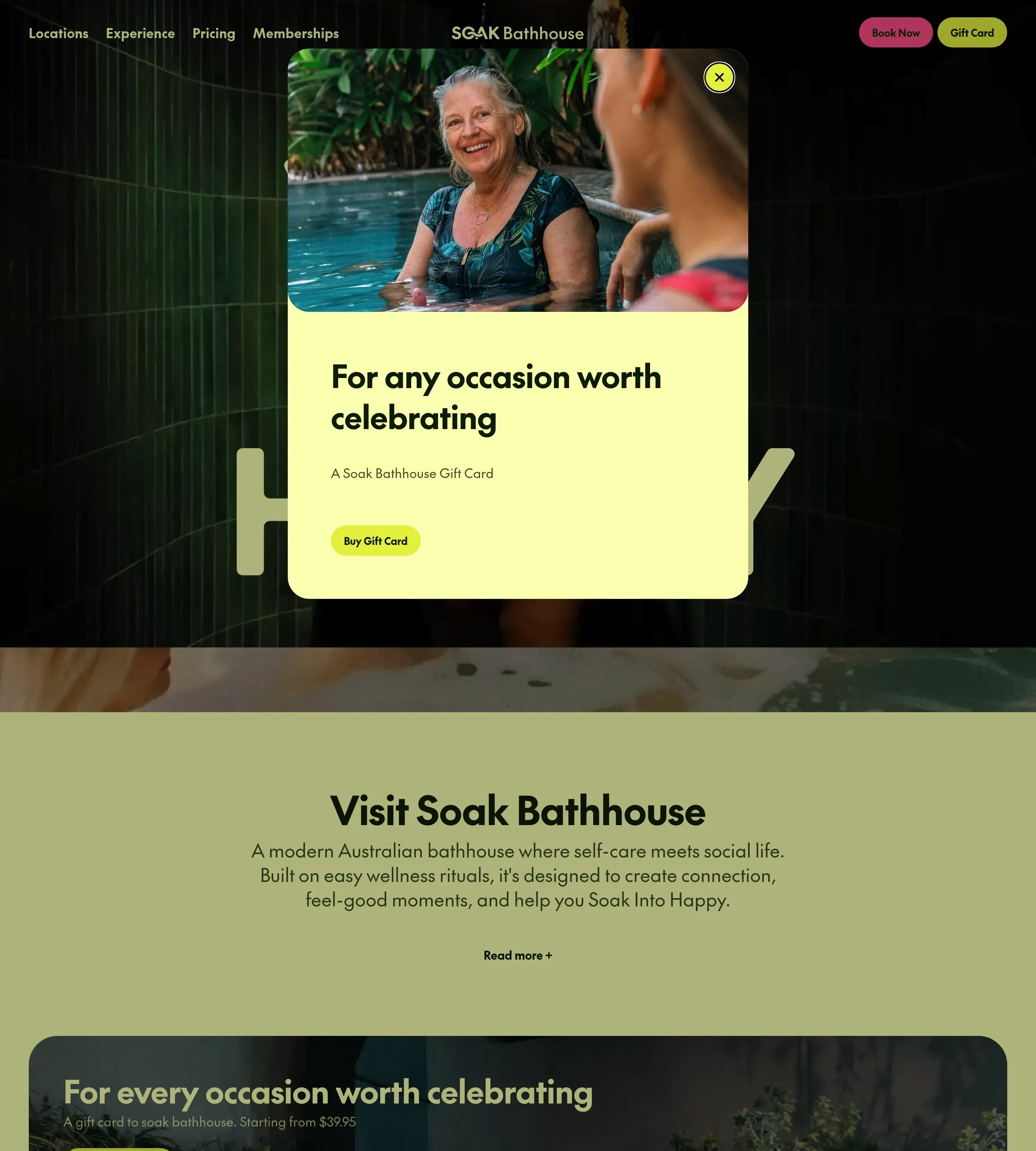 Homepage of SOAK Bathhouse