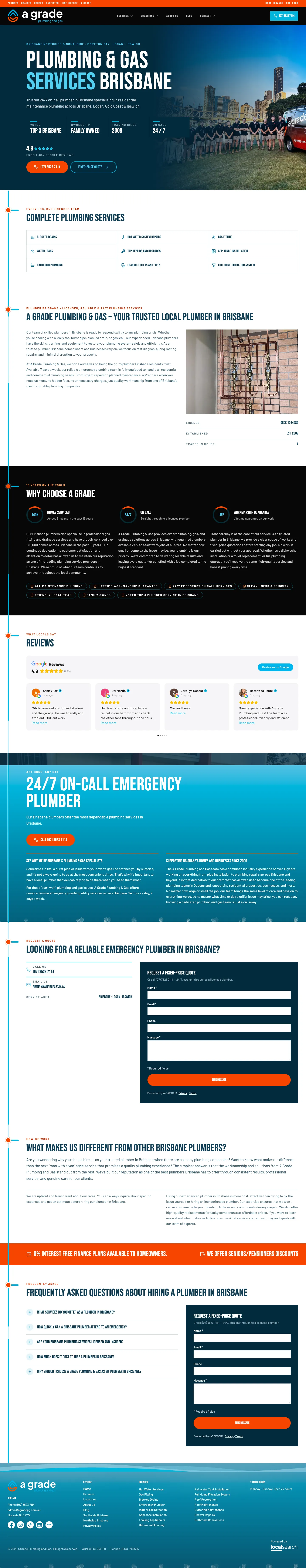 Homepage of A Grade Plumbing and Gas