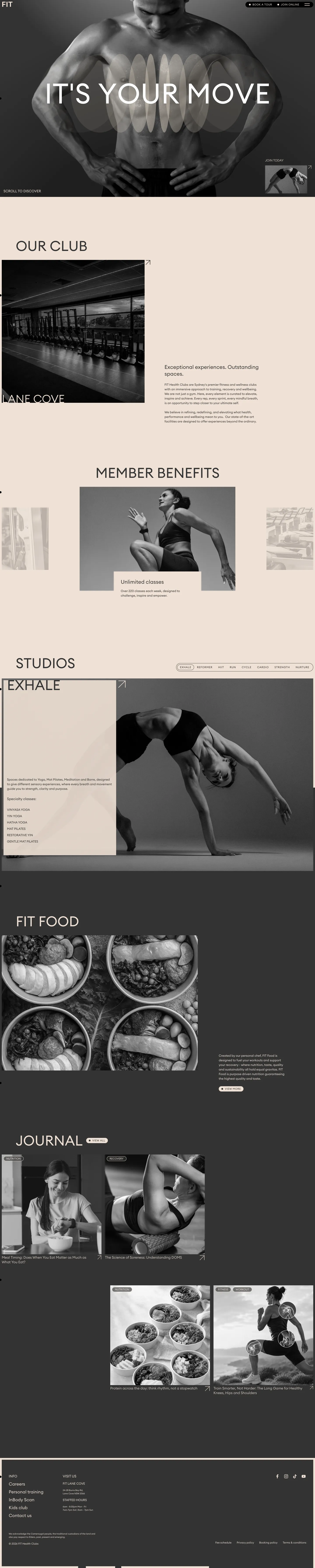 Homepage of FIT Health Clubs