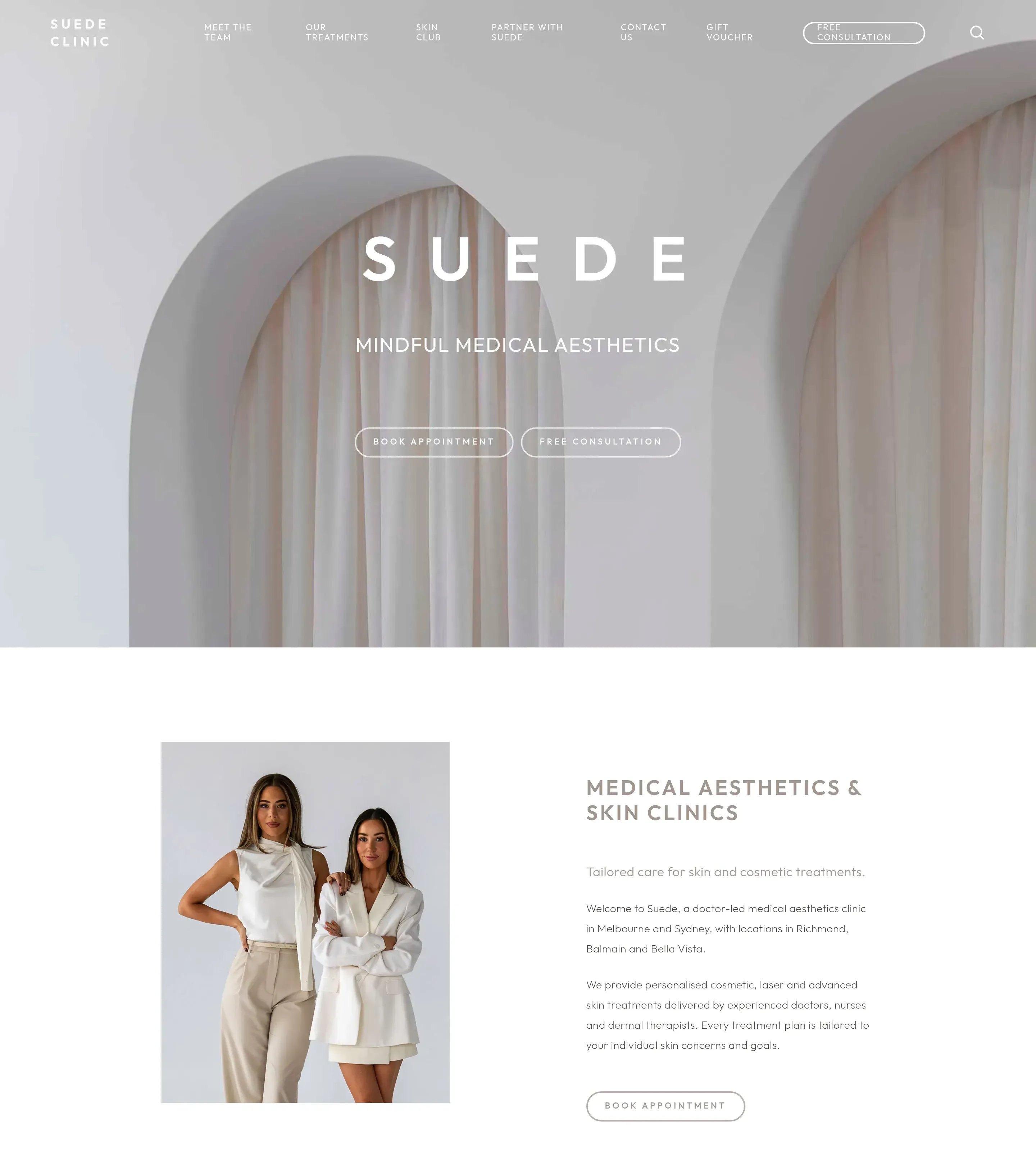 Homepage of Suede Clinic