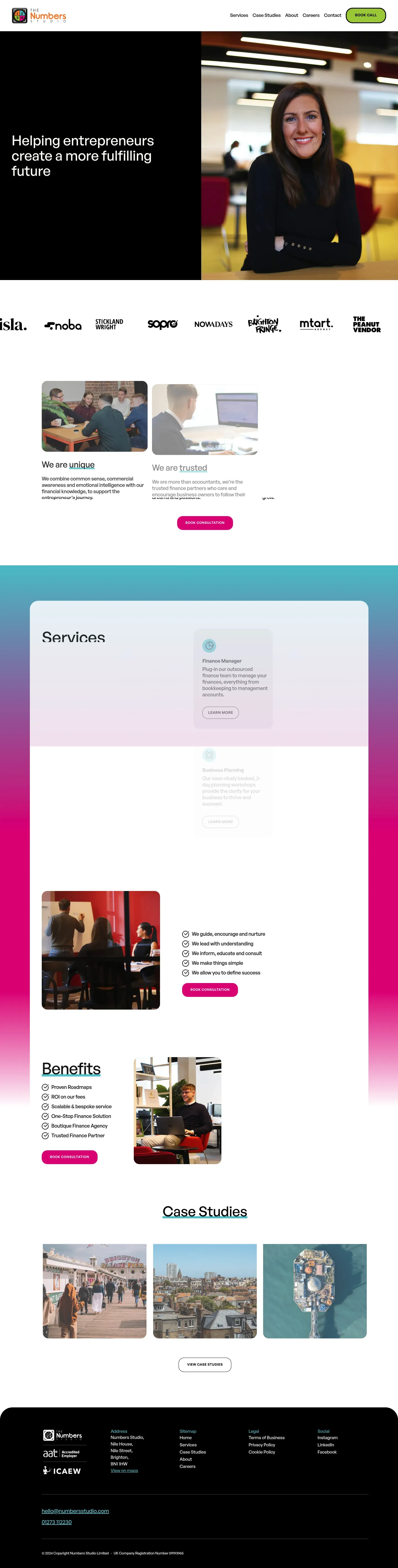 Homepage of Numbers Studio