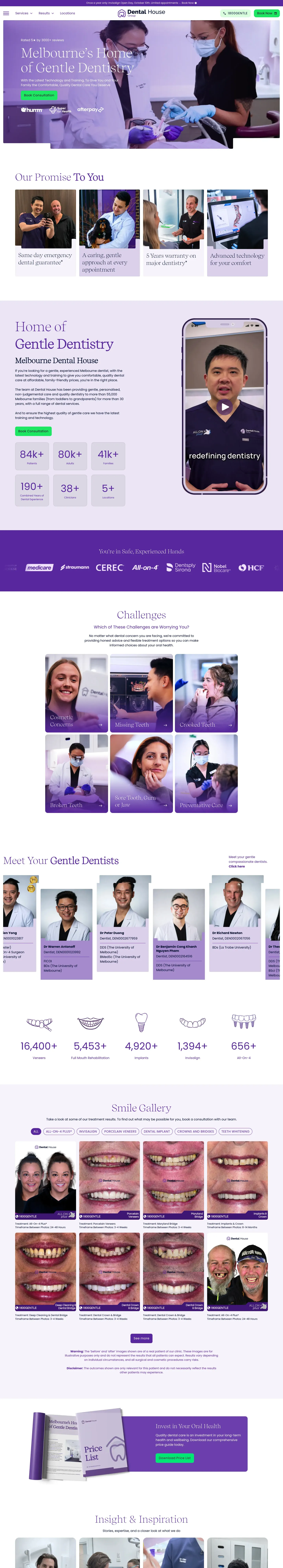 Homepage of Dental House