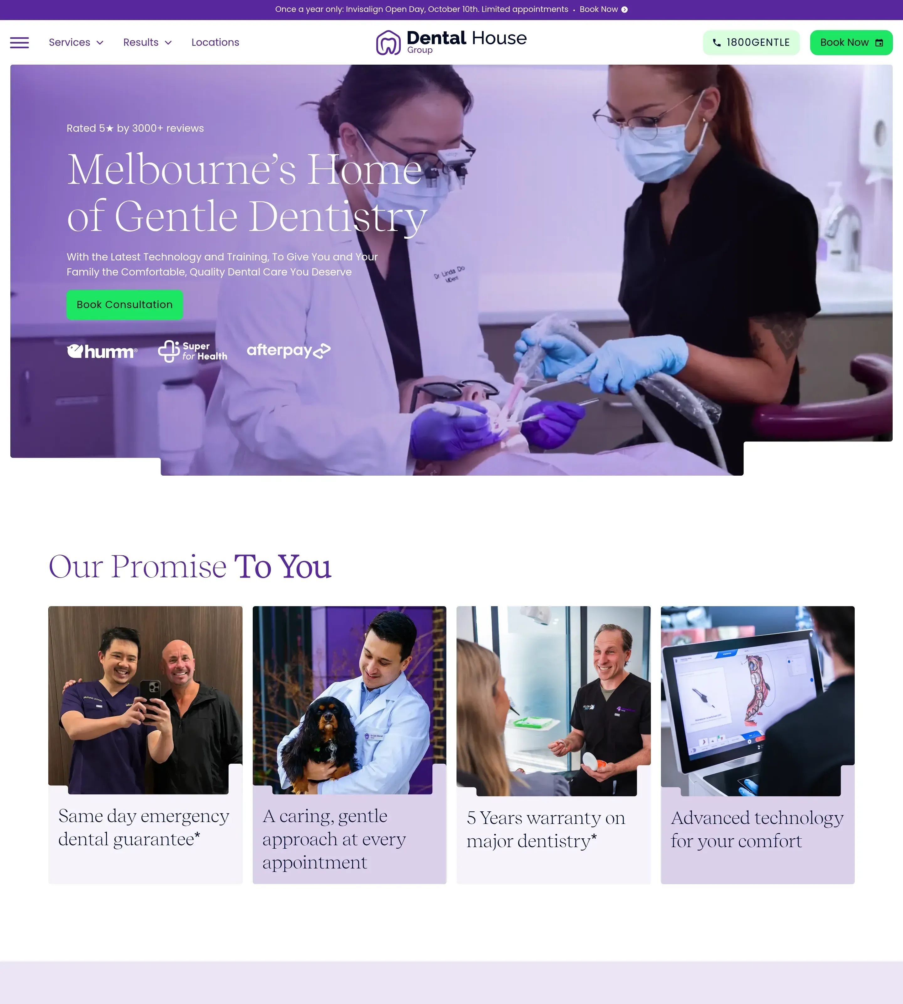 Homepage of Dental House