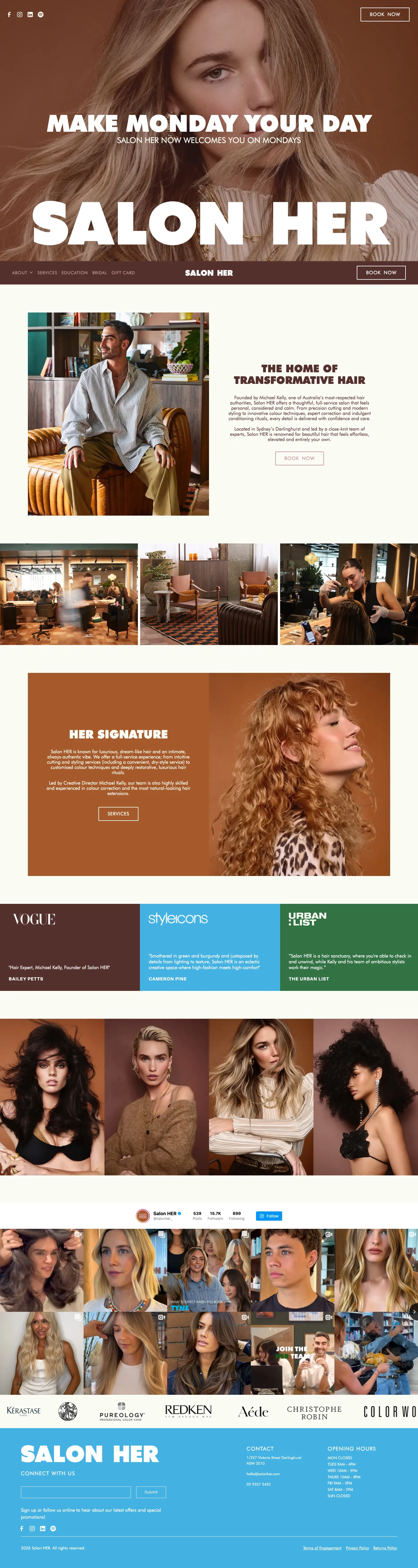 Homepage of Salon HER