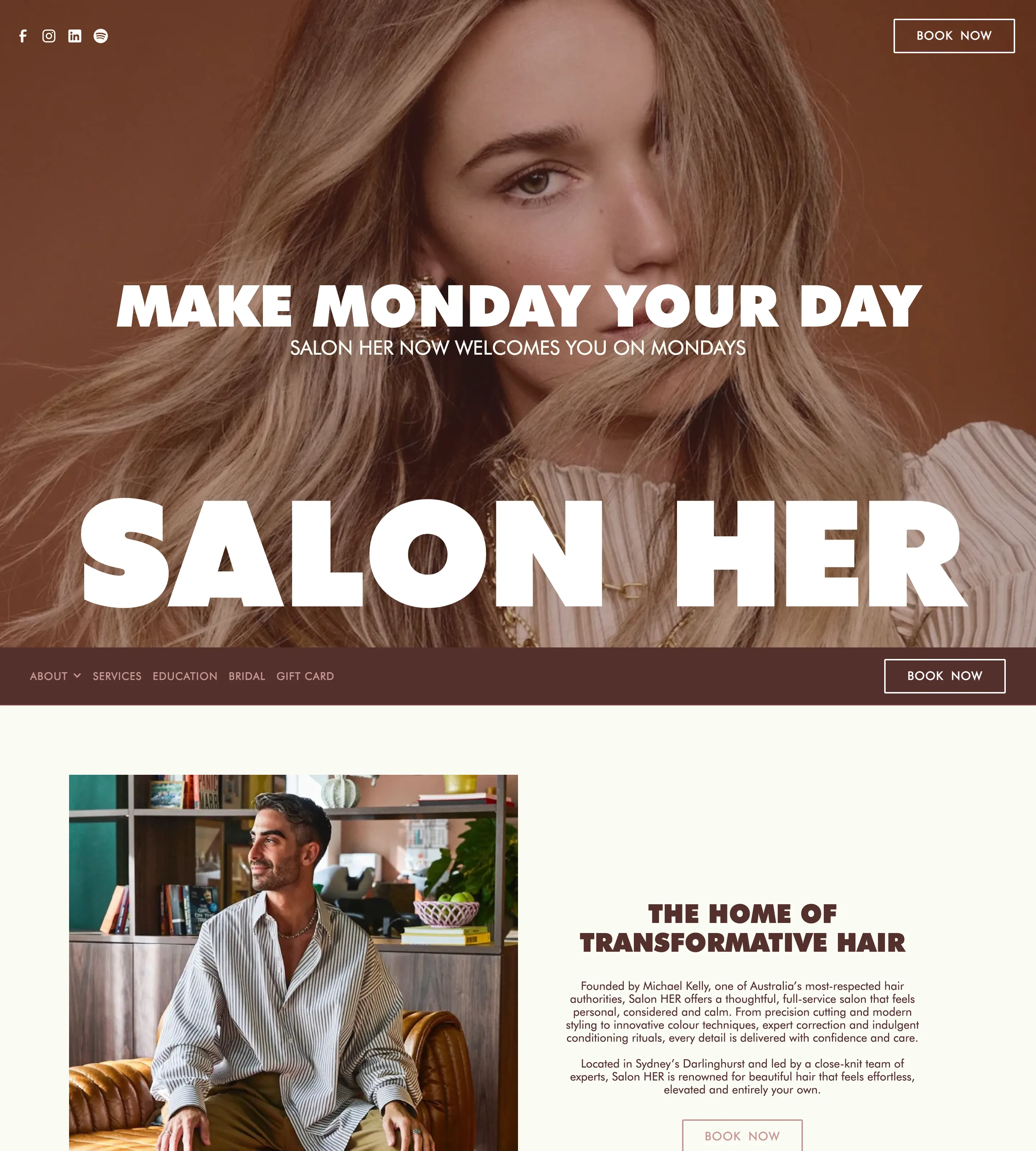 Homepage of Salon HER
