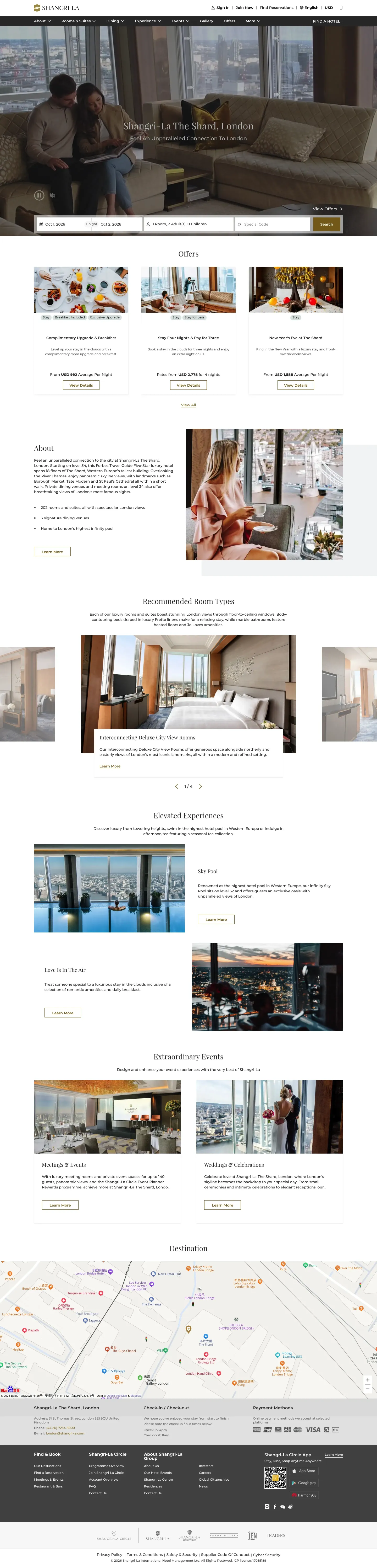 Homepage of Shangri La London