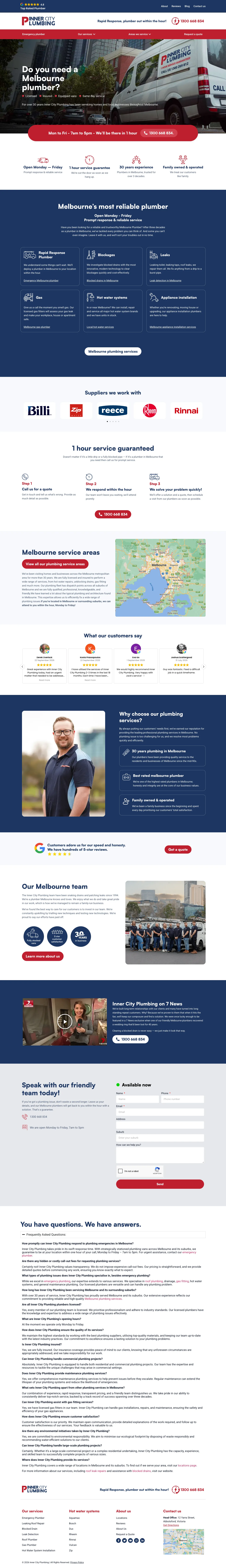 Homepage of Inner City Plumbing