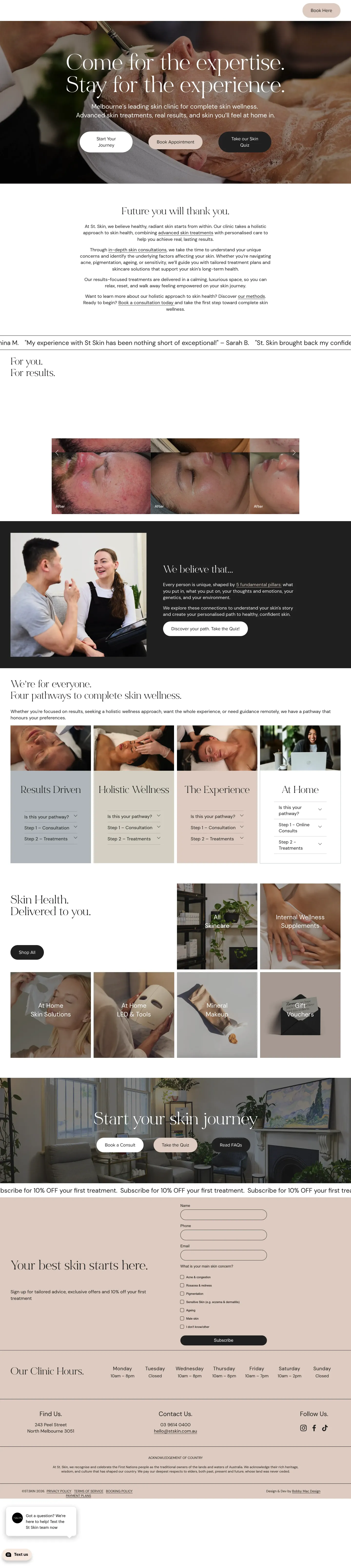 Homepage of St Skin