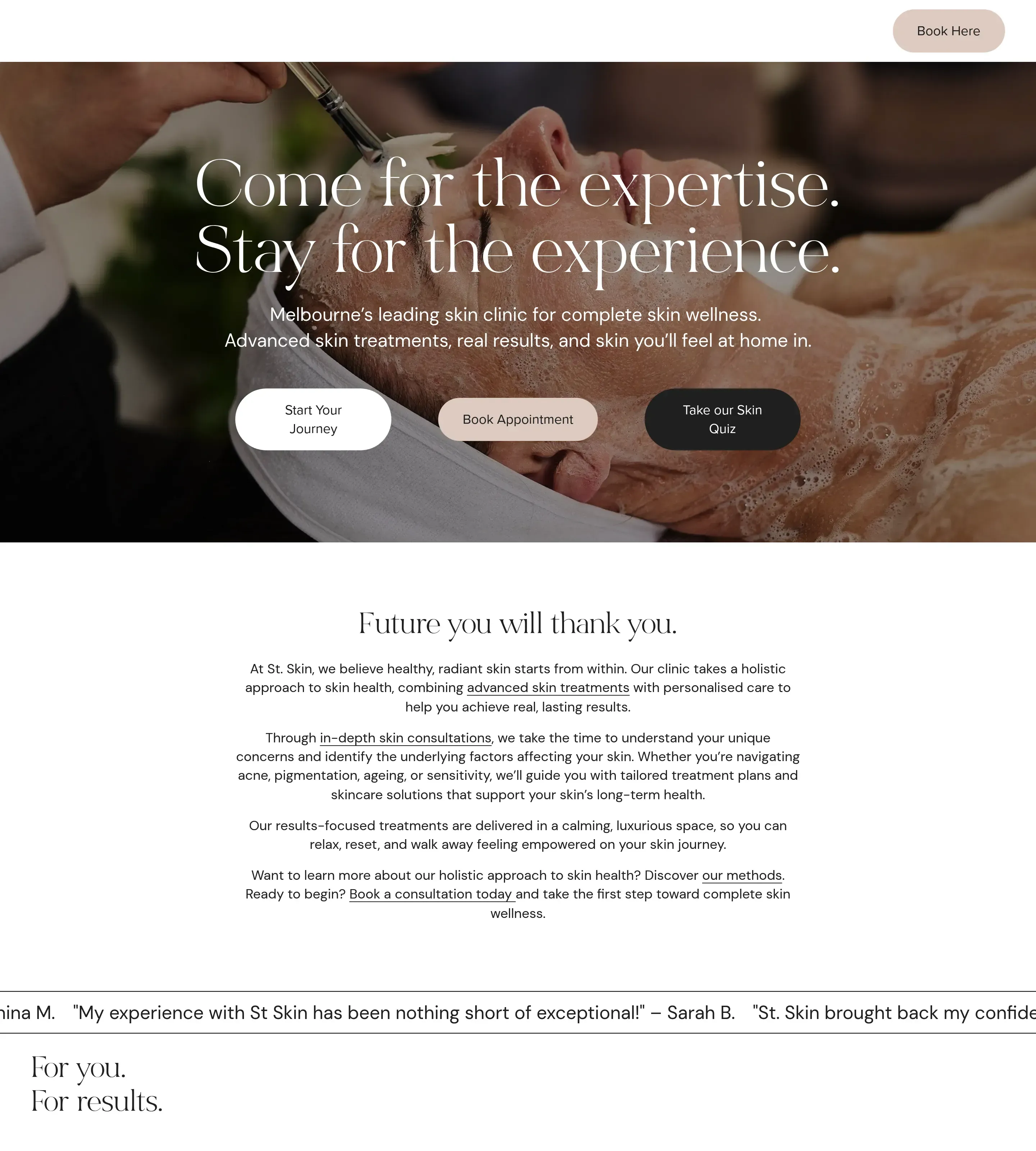 Homepage of St Skin