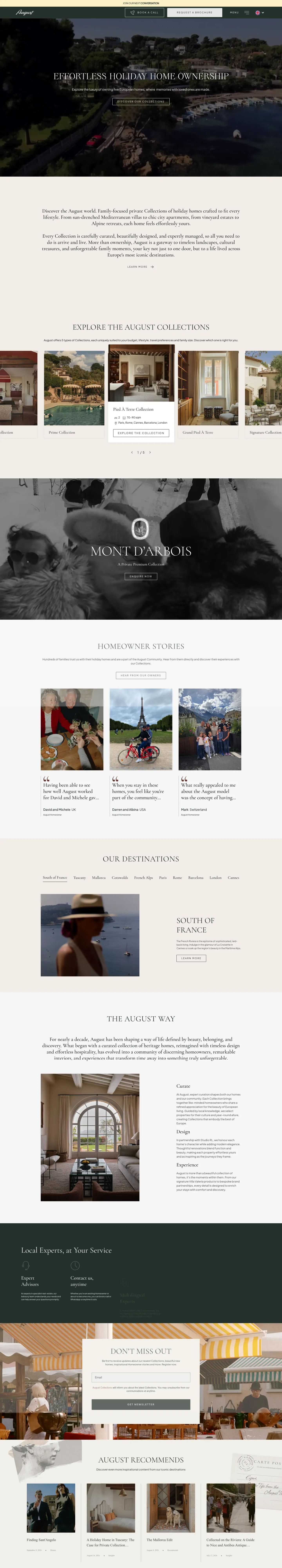 Homepage of August Collections