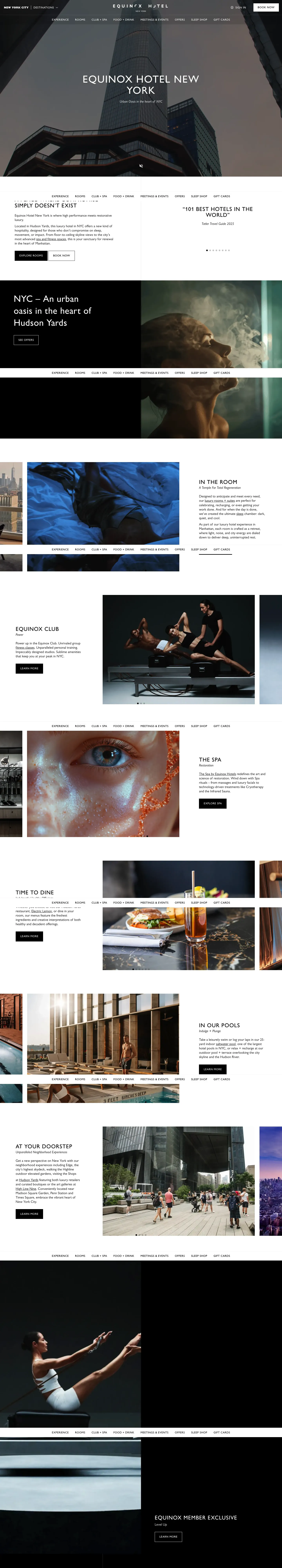 Homepage of Equinox Hotels