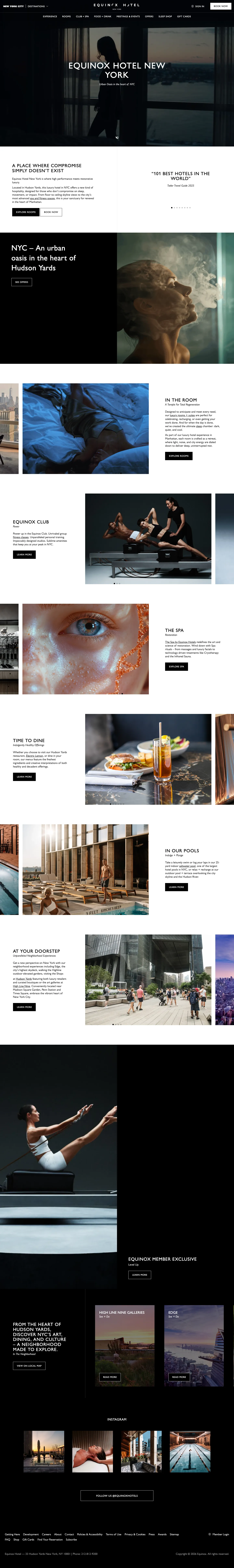 Homepage of Equinox Hotel