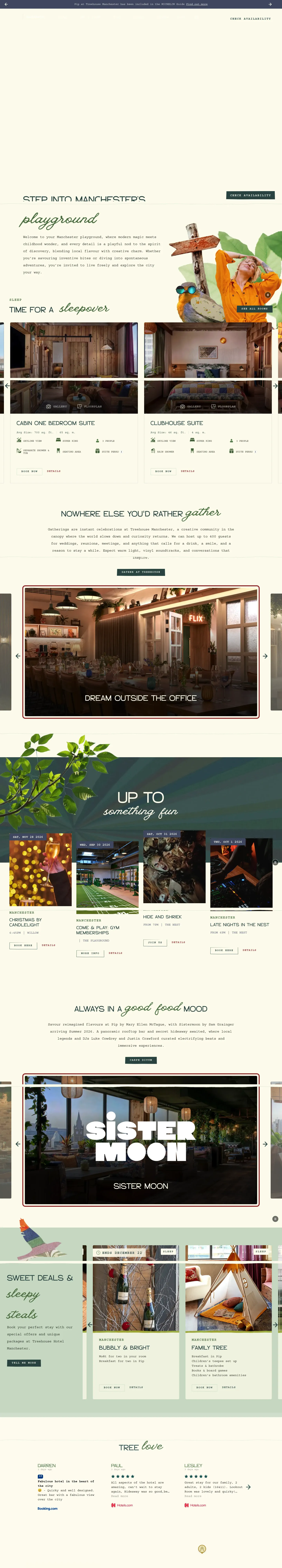 Homepage of Treehouse Hotel