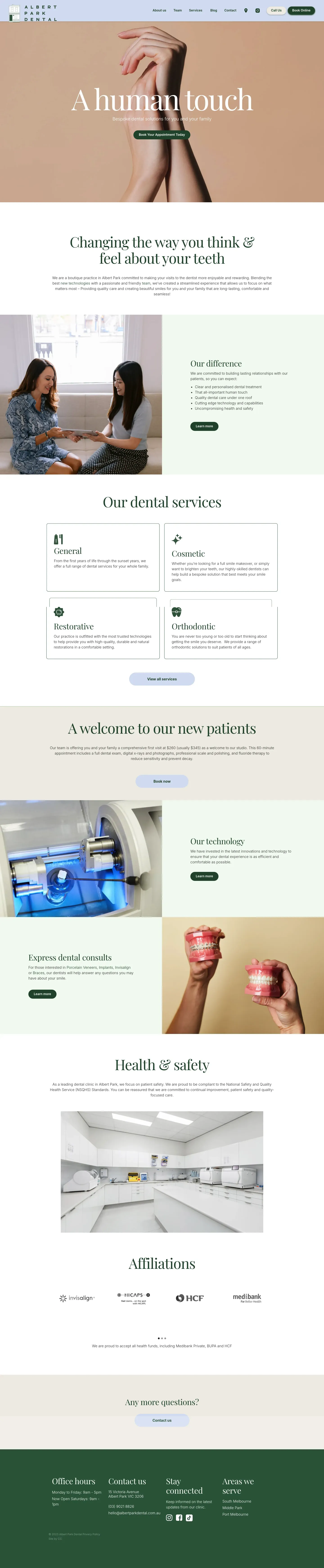 Homepage of Albert Park Dental