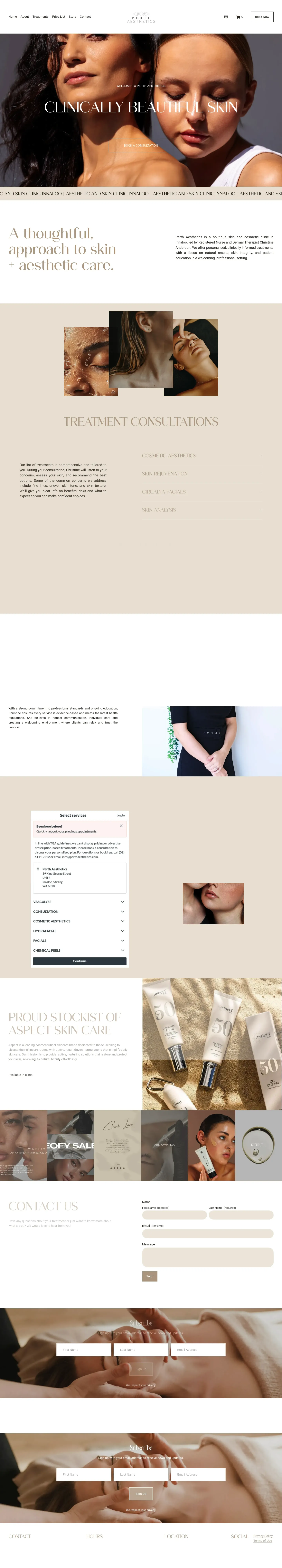 Homepage of Perth Aesthetics