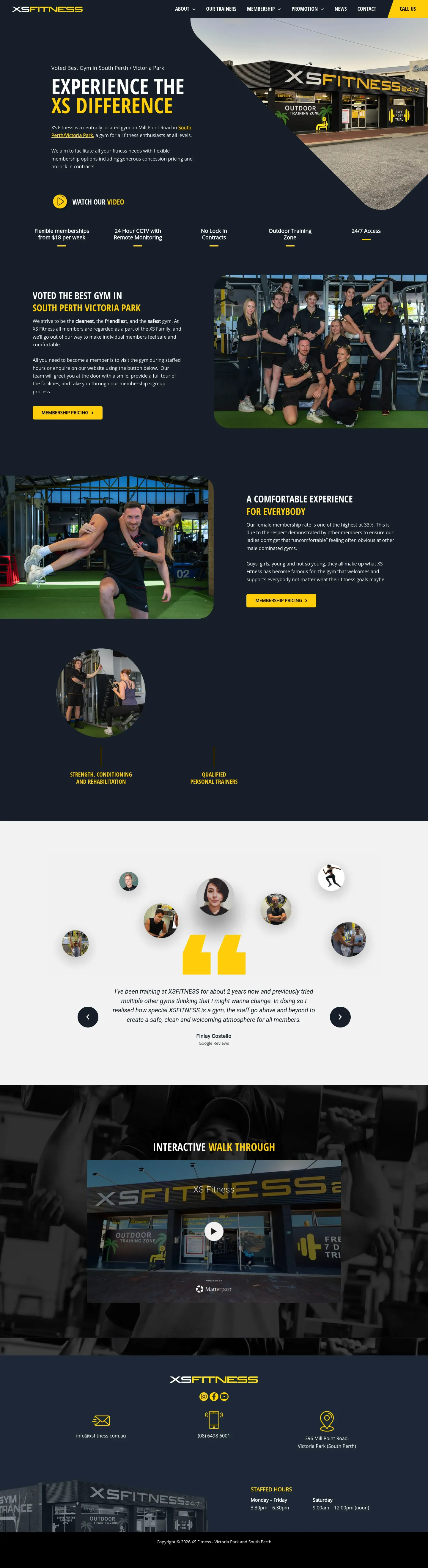 Homepage of XS Fitness
