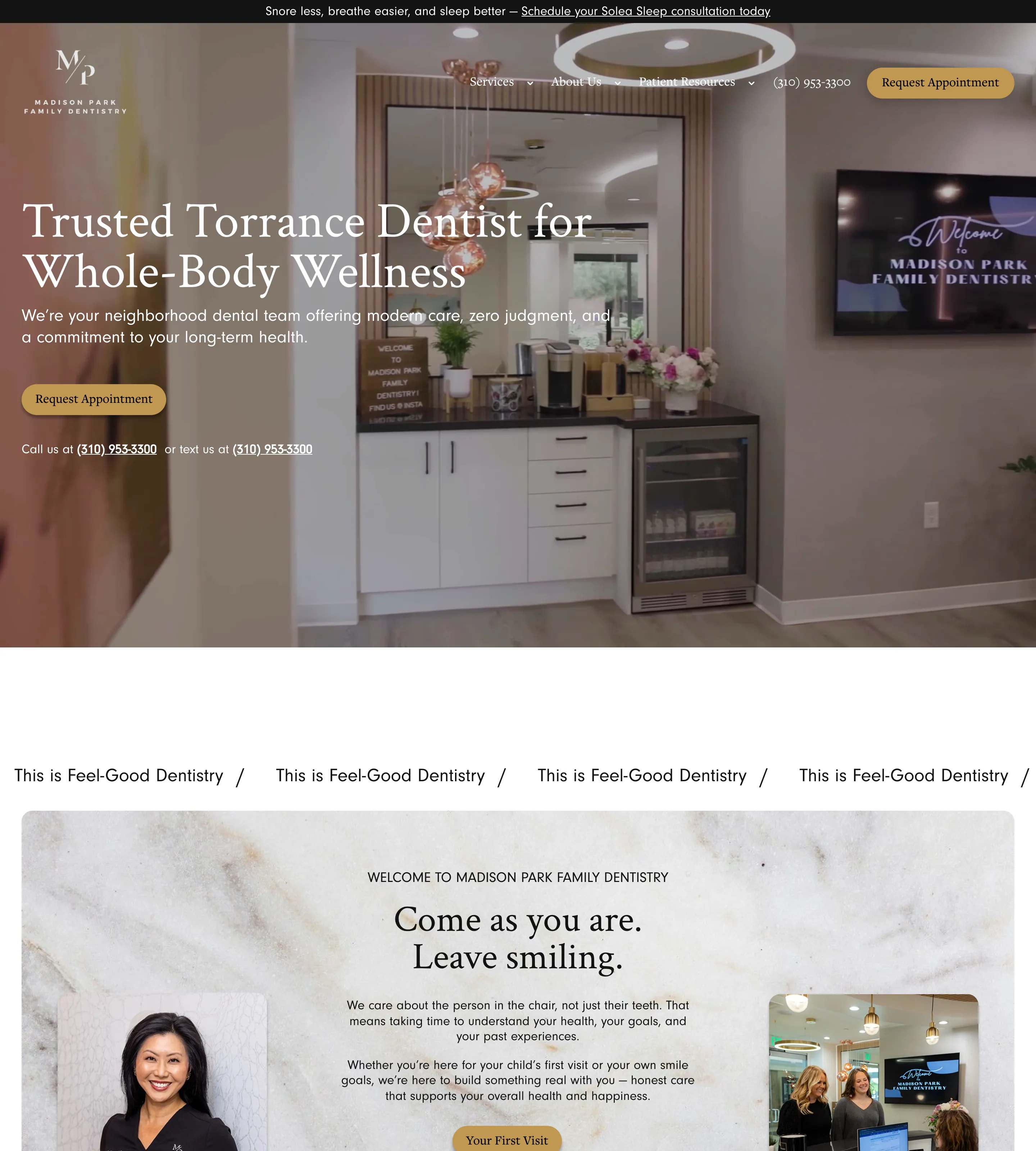 Homepage of Madison Park Family Dentistry
