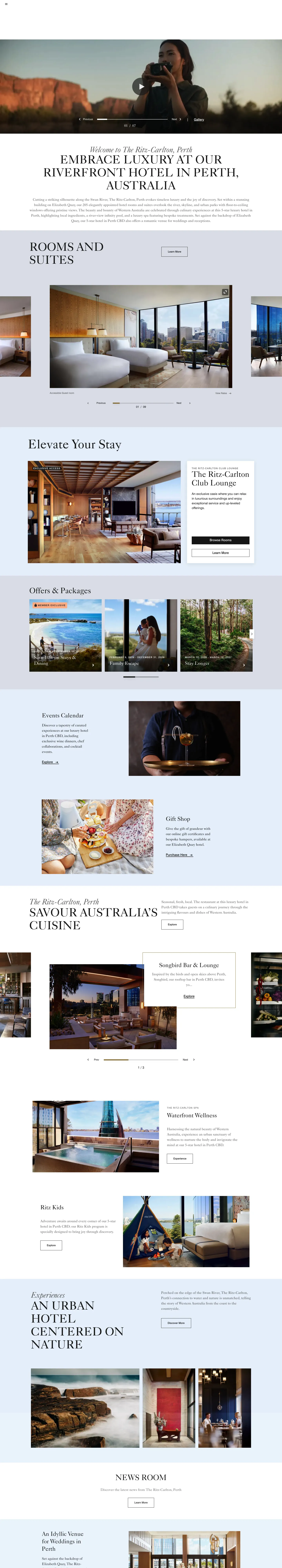 Homepage of Ritz Carlton