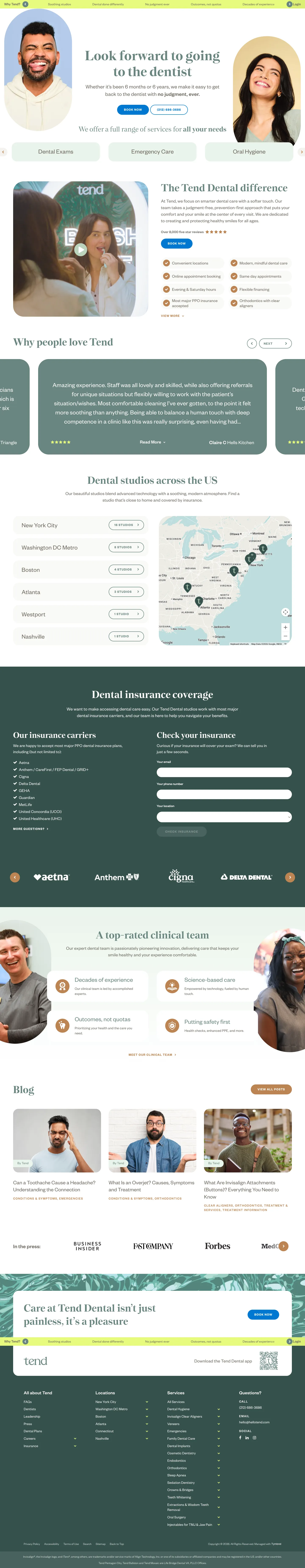 Homepage of Tend