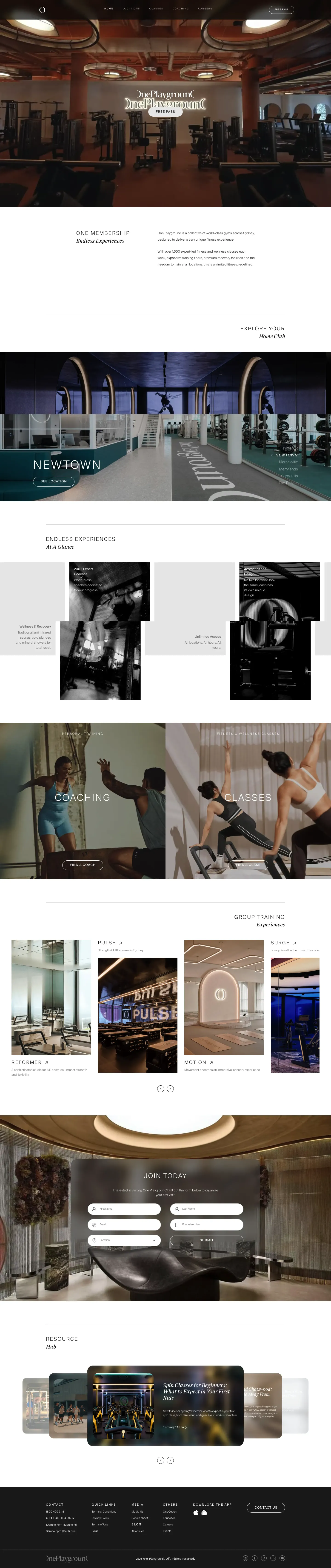 Homepage of One Playground