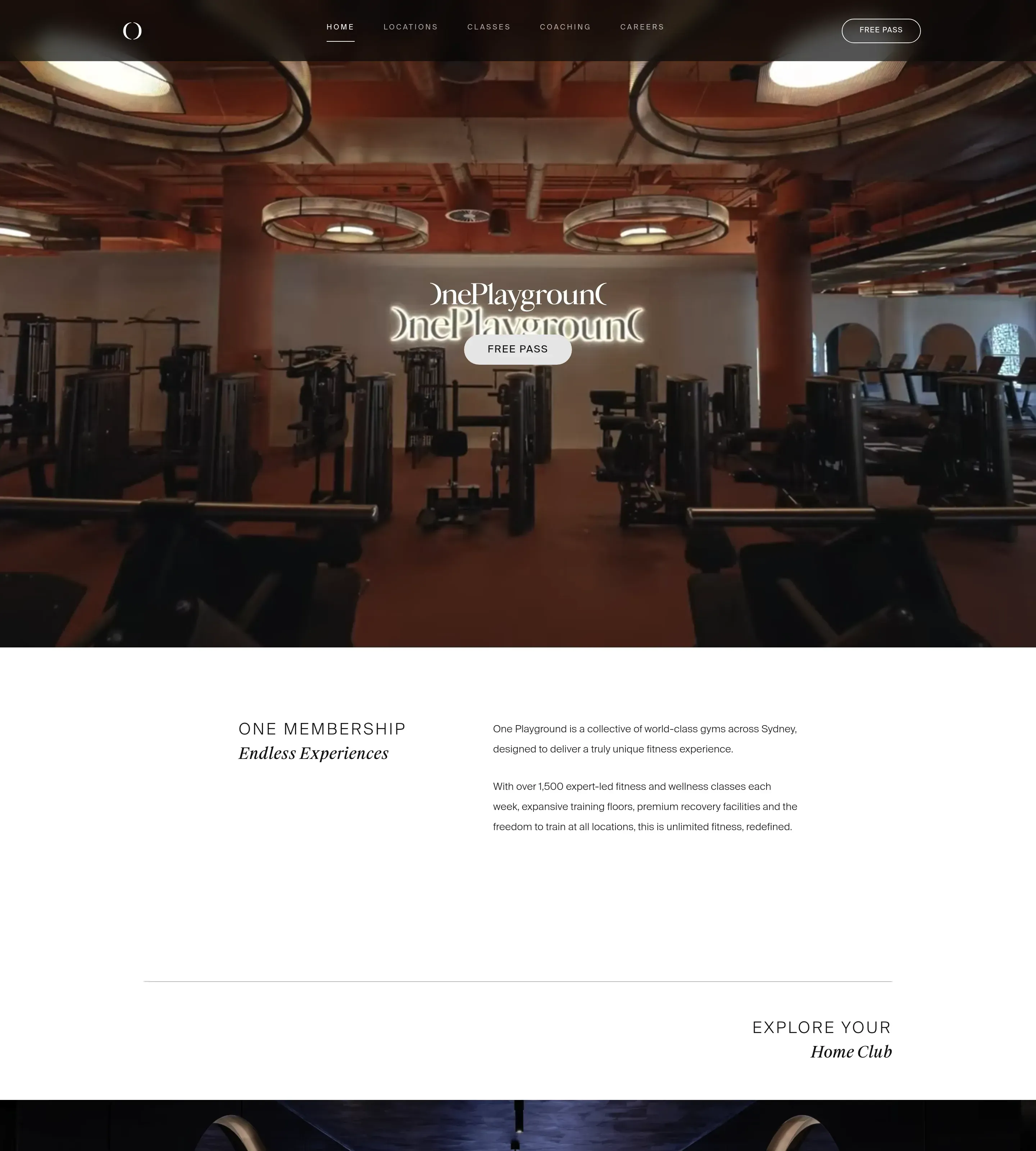 Homepage of One Playground